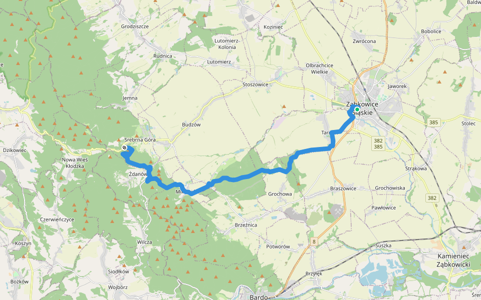Srebrna Góra - Ząbkowice Śl. walking route map in Ząbkowice Śląskie