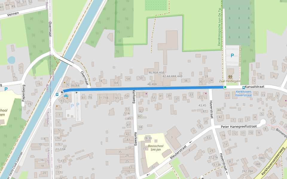Kerkhoven aanlooproute walking route map in Lommel
