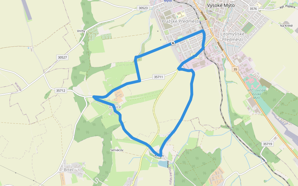 NS Knířov - Vánice walking route map in Vysoke Myto
