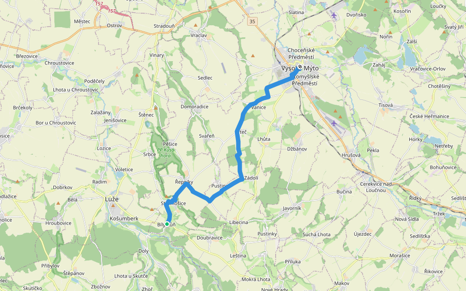 [M] Bílý Kůň - Vysoké Mýto walking route map in Střemošice