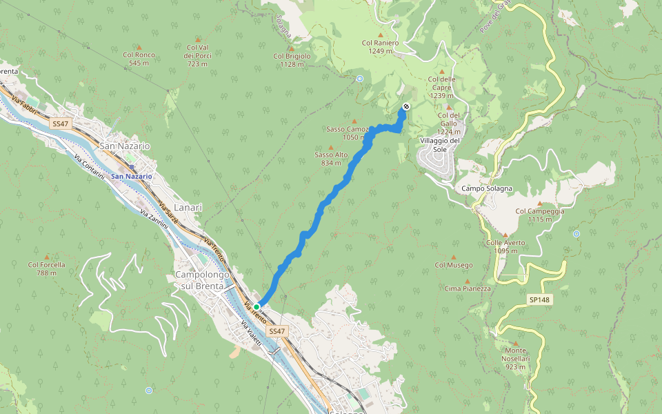 Val dei Cavallini walking route map in Mignano