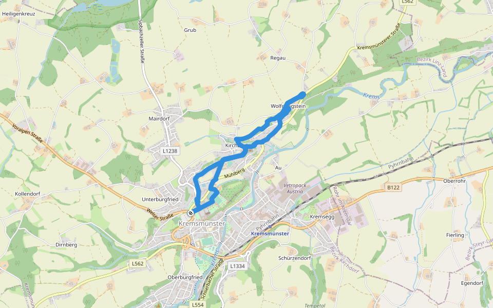 Wolfgangweg - Wanderweg 45 walking route map in Kremsmünster