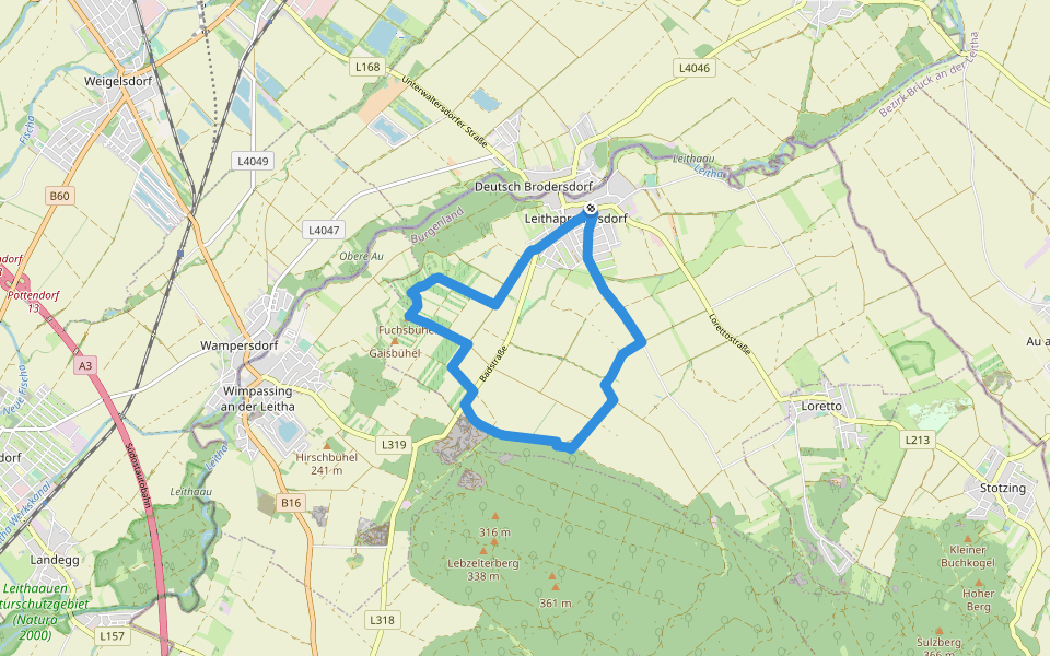 Kreuz & Quer-Weg Millenium walking route map in Gemeinde Leithaprodersdorf
