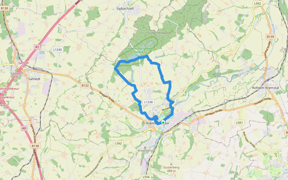 Schacherweg - Wanderweg 43 walking route map in Kremsmünster