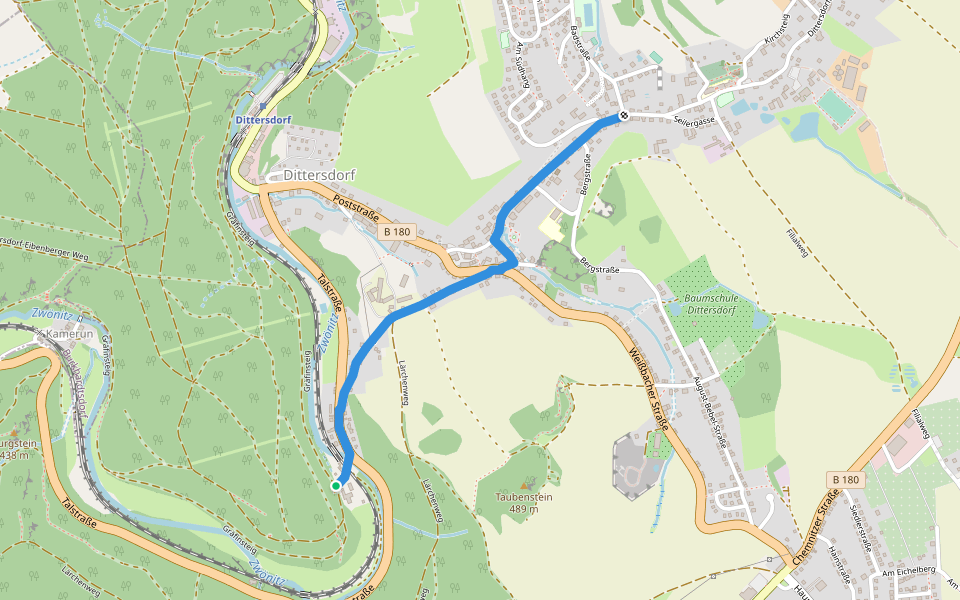 Ww Zwönitztalweg - Dittersdorf, Markierung mangelhaft walking route map in Amtsberg