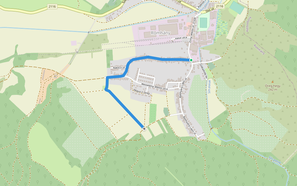 K+ walking route map in Romhány