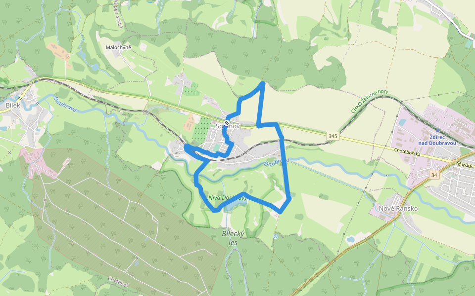 [Z] Sobíňov - okruh walking route map in Sobíňov