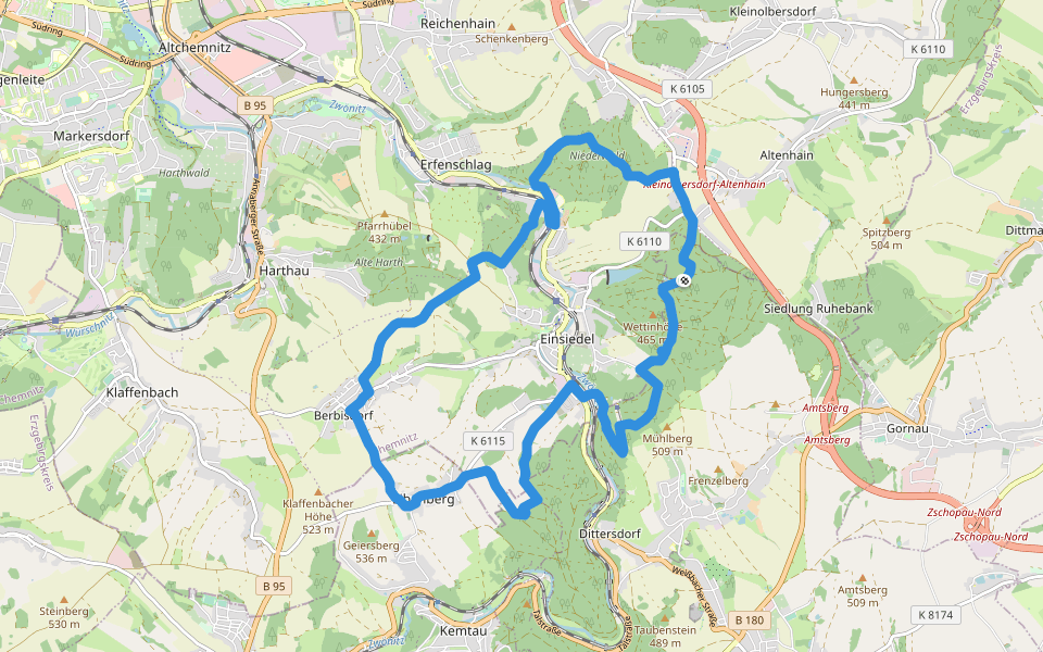 Rundwanderweg Einsiedel walking route map in Amtsberg