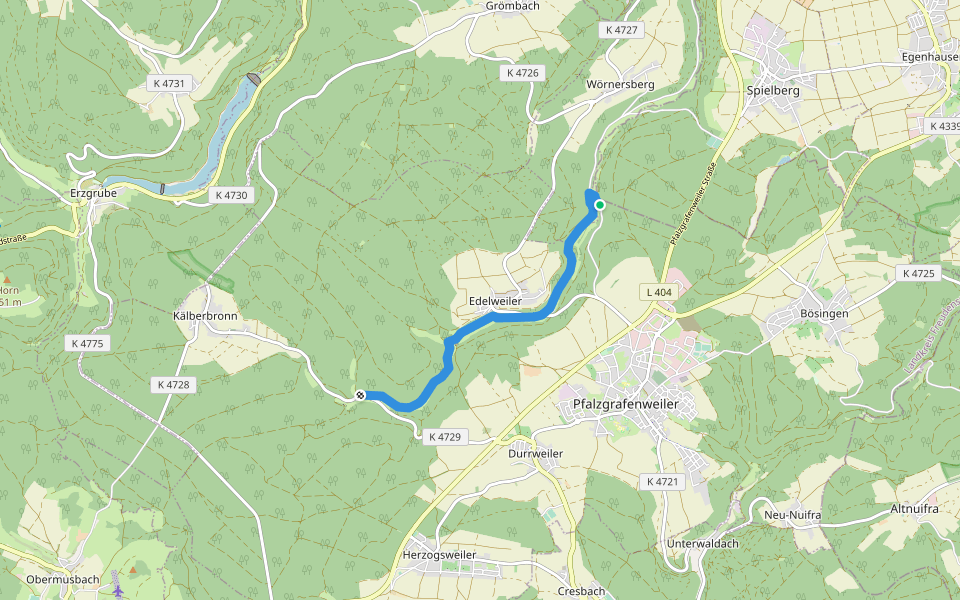 Zinsbachmühle-Waldsägemühle walking route map in Pfalzgrafenweiler
