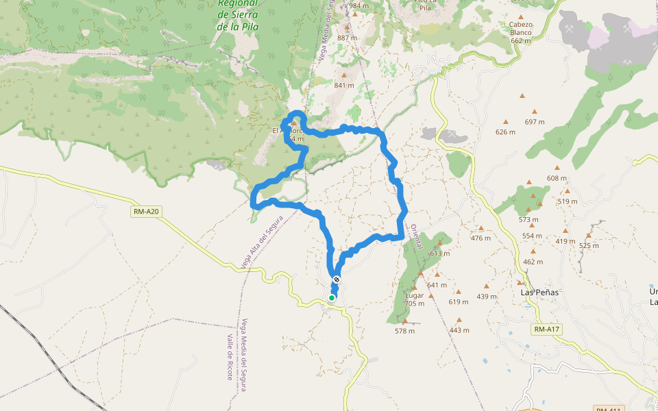 PR-MU 73 Sierra del Águila walking route map in Molina de Segura