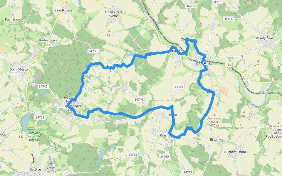 NS Jana Zrzavého walking route map in Okrouhlice