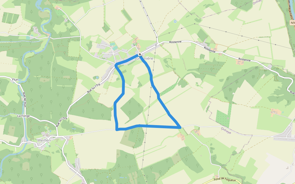 Fonds de Vau walking route map in Onhaye