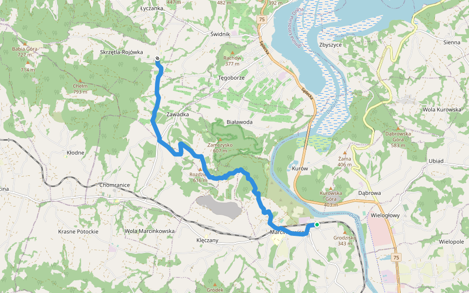 Marcinkowice - Rojówka walking route map in Marcinkowice