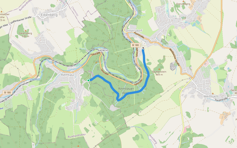 Ww Kemtau - Dittersdorf walking route map in Burkhardtsdorf