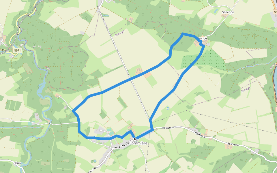 Grange et Hontoir walking route map in Onhaye