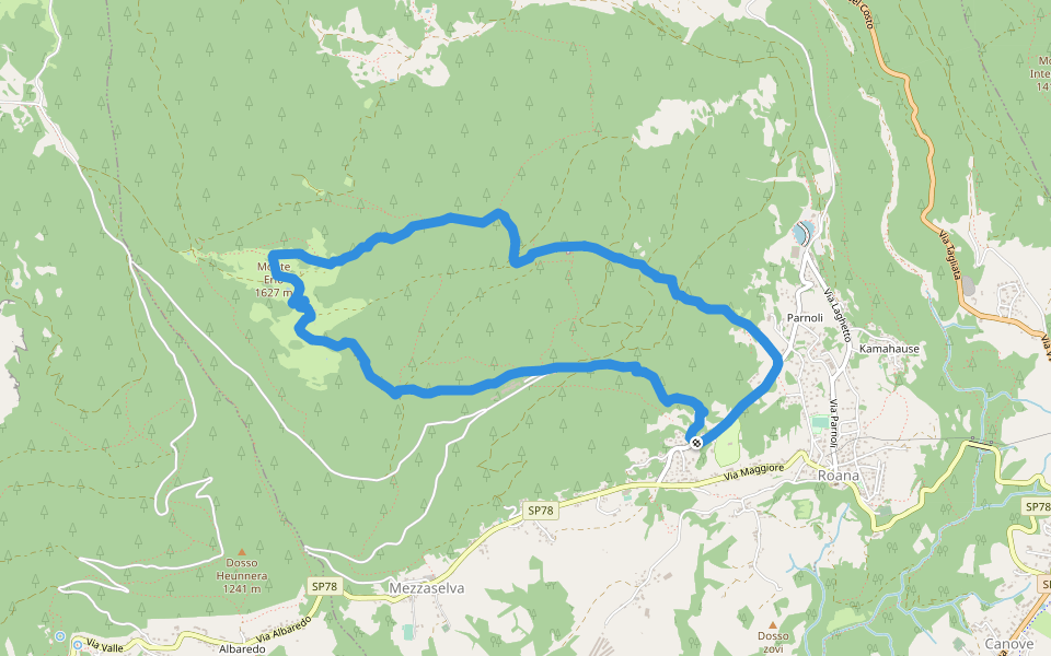 Monte Erio walking route map in Roana