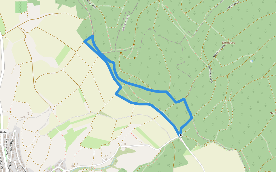 Parkplatzrundwanderweg An der Kreuzstraße 2 : Scherder-Weg walking route map in Mömlingen