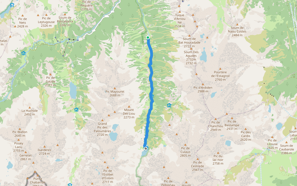 Refuge et Lac d'Estom walking route map in Cauterets