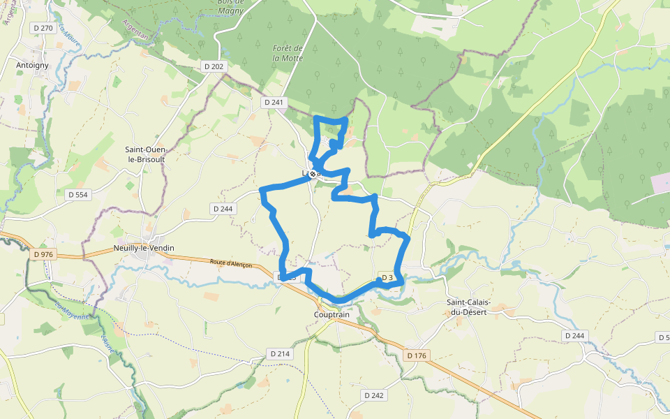 Boucle des Vallées walking route map in La Pallu