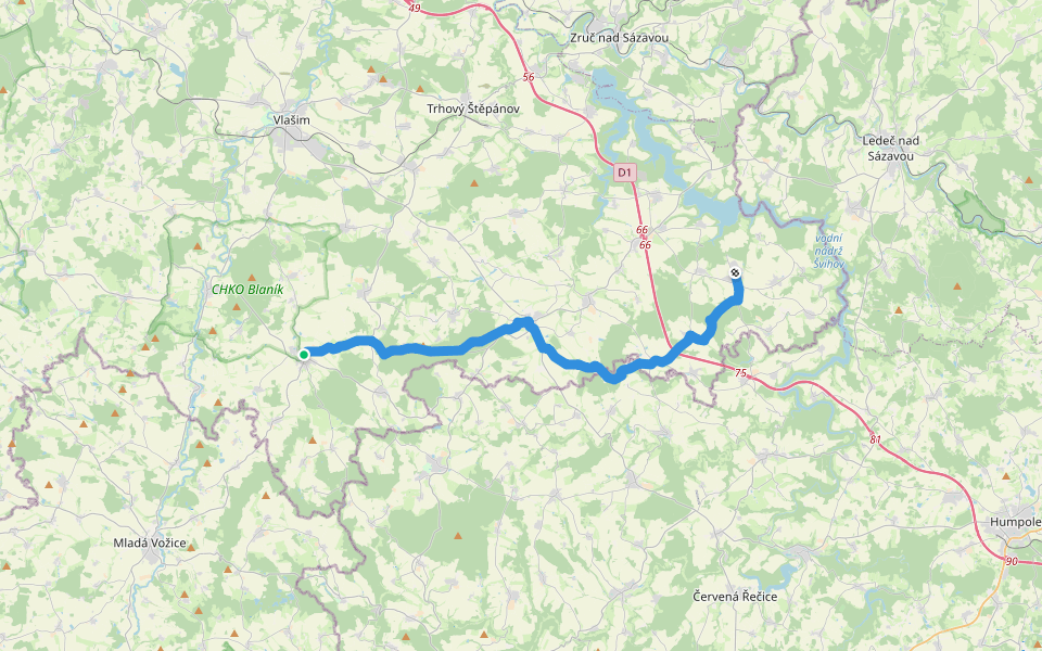 [Ž] Načeradec - Dolní Královice walking route map in Načeradec