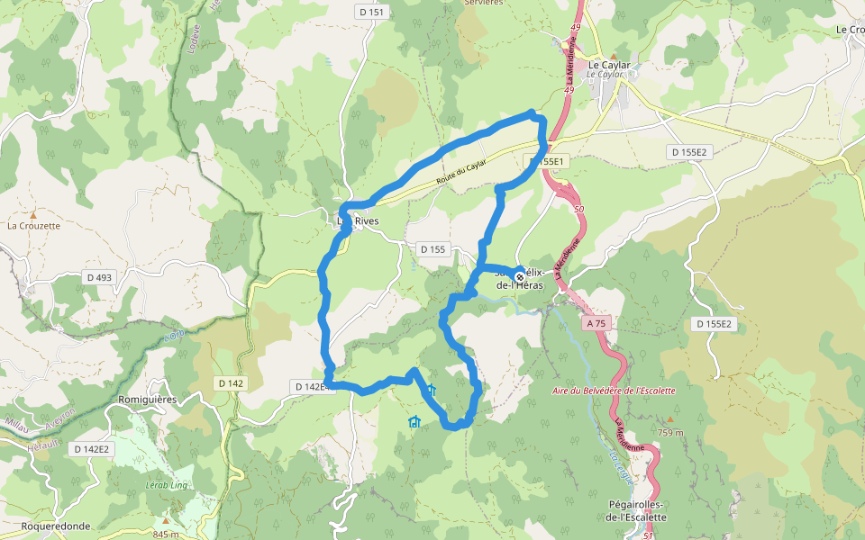 La Haute Vallée de la Lergue walking route map in Saint-Félix-de-l'Héras
