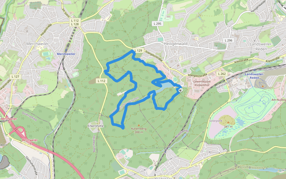 Itzenplitzer Pingenpfad walking route map in Schiffweiler