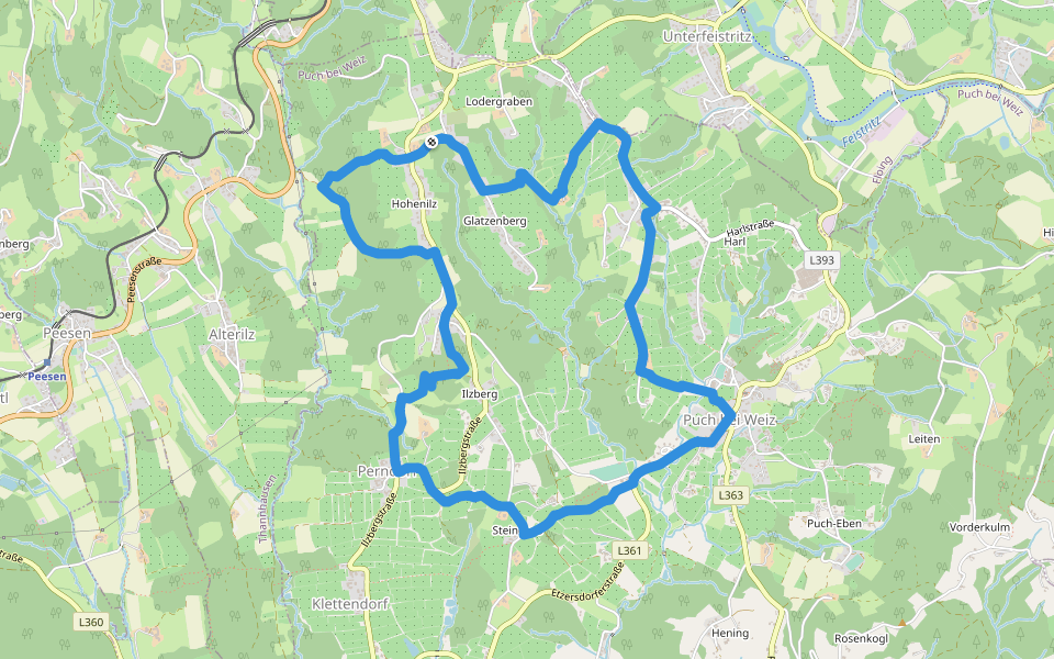 Ilzbergrunde walking route map in Perndorf