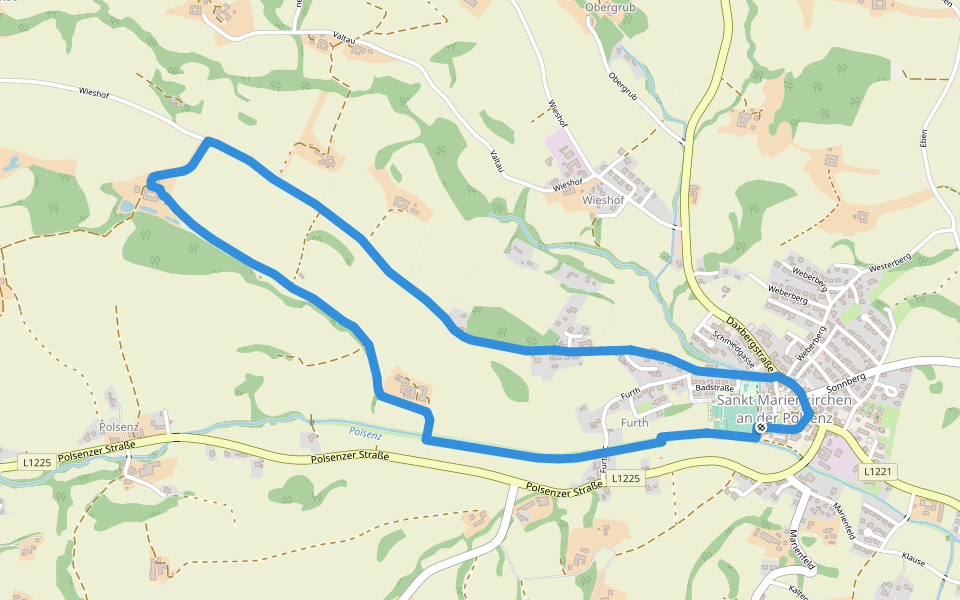 Mostkulturweg walking route map in Sankt Marienkirchen an der Polsenz