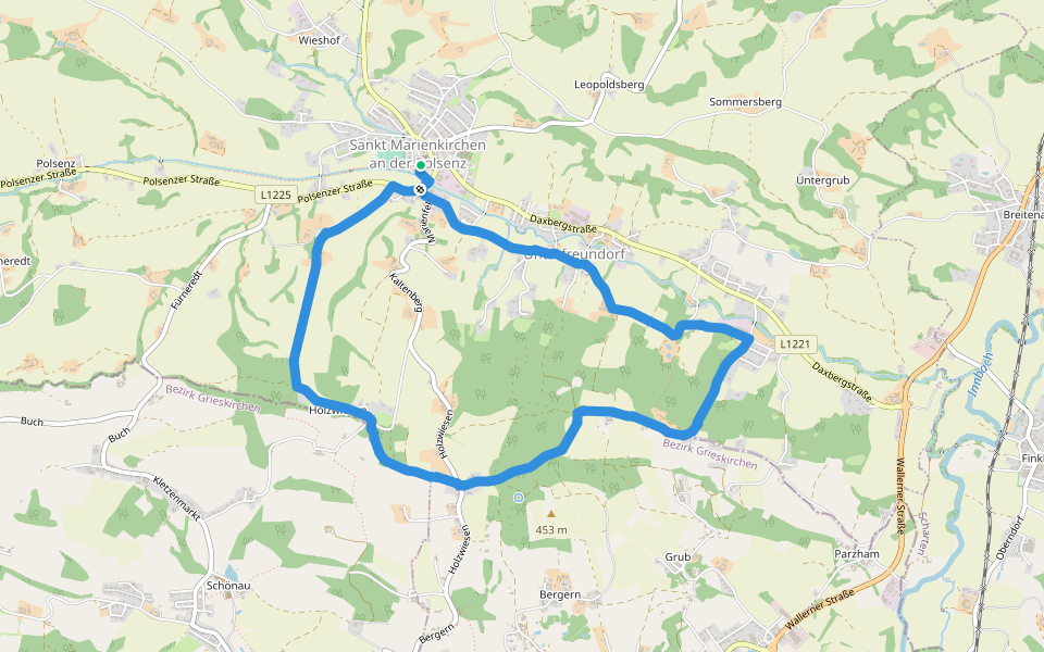 Römerweg walking route map in Sankt Marienkirchen an der Polsenz