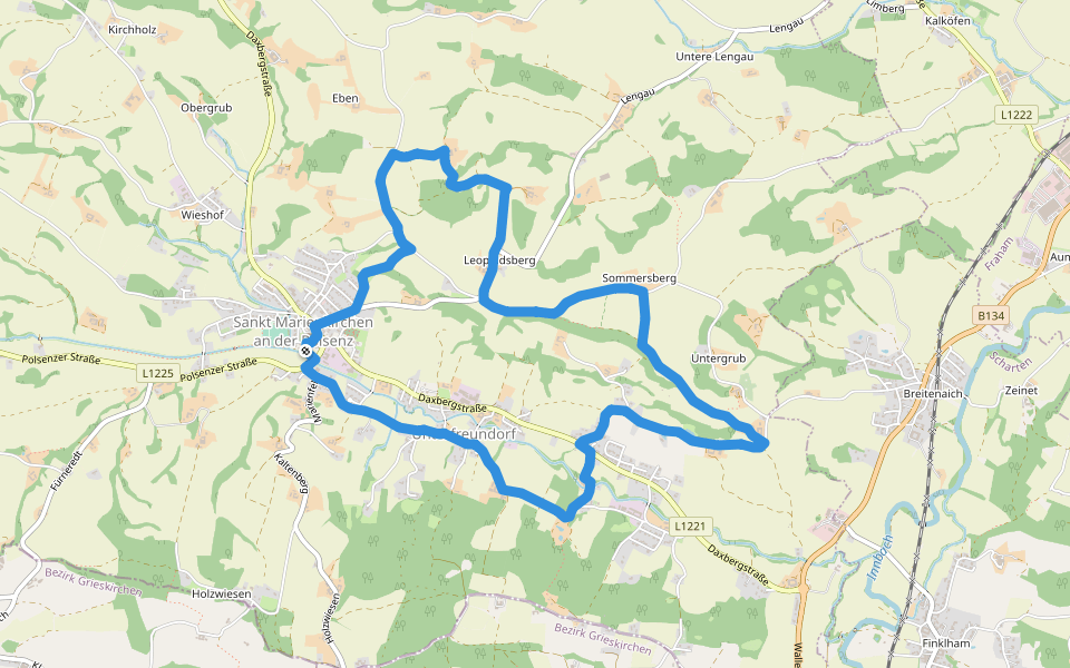 Samareiner Jakobsweg walking route map in Sankt Marienkirchen an der Polsenz