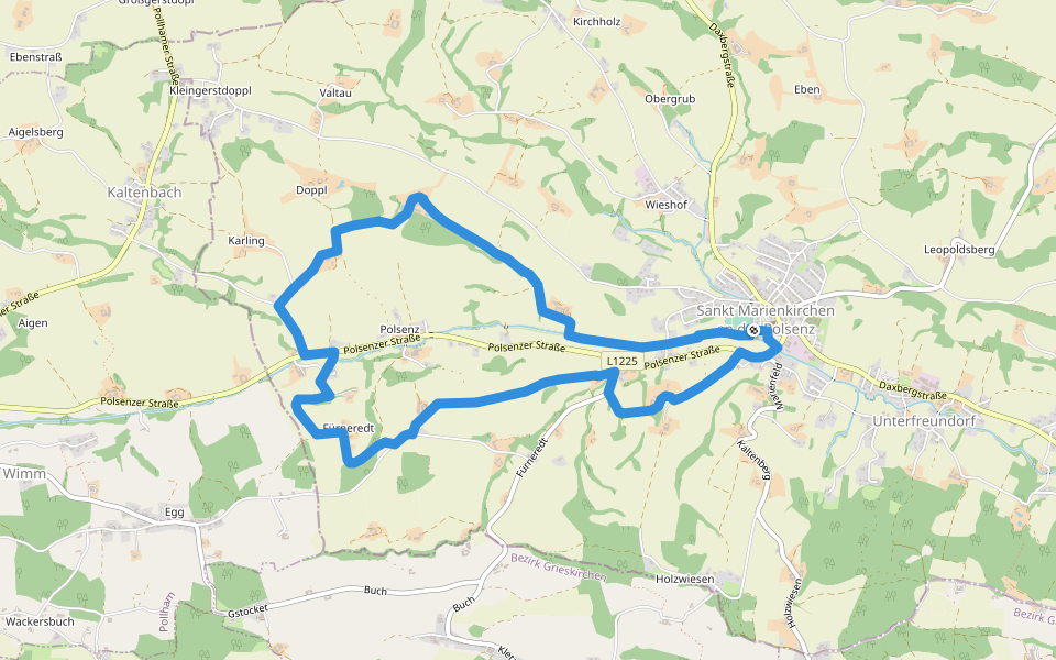 Weberbartlweg walking route map in Sankt Marienkirchen an der Polsenz