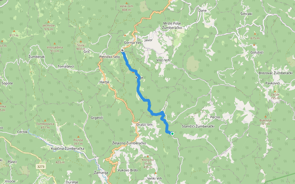 Brisalo - Kalje walking route map in Drašći Vrh