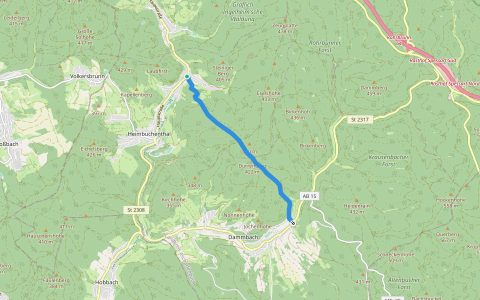 Gebietswanderweg Roter Balken: Heimbuchenthal walking route map in Heimbuchenthal