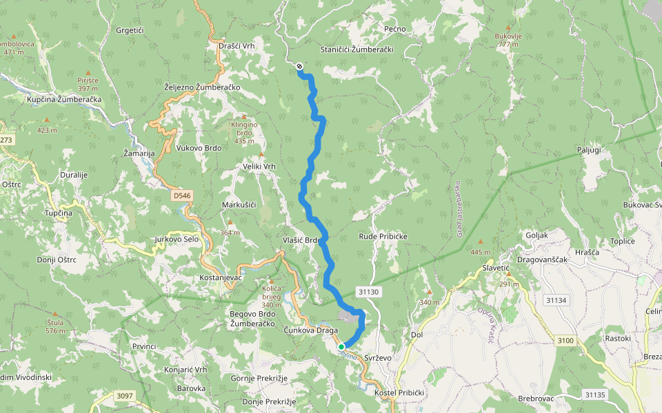 Medven draga - Brisalo walking route map in Svrževo