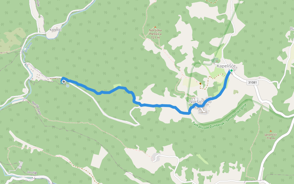 Koretići - Noršić Selo walking route map in Noršić Selo