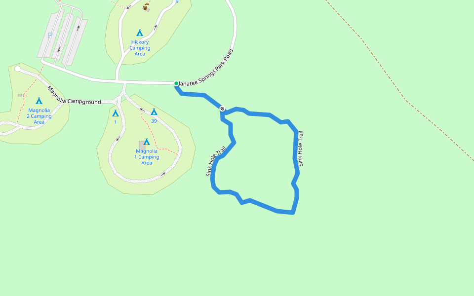 Sink Hole Trail walking route map in Chiefland