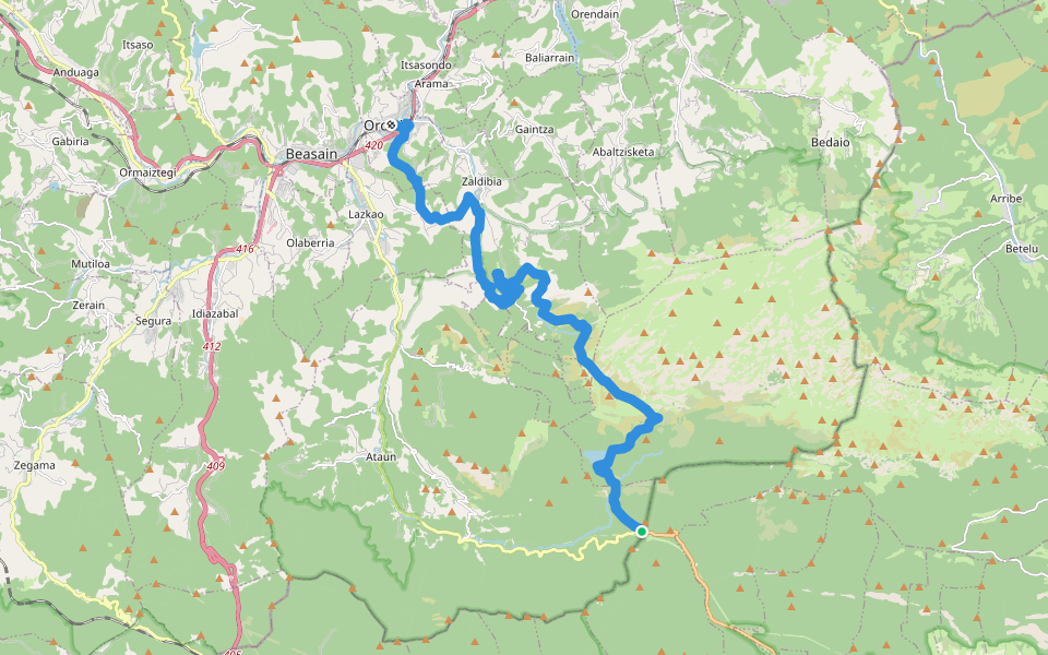 GR 283 E1 Gaztaren Ibilbidea: Lizarrusti - Ordizia walking route map in Ataún