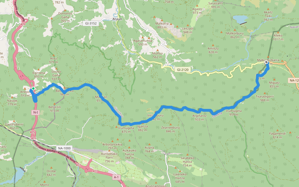 GR 283 E6 Gaztaren Ibilbidea: Etxegarate - Lizarrusti walking route map in Idiazabal