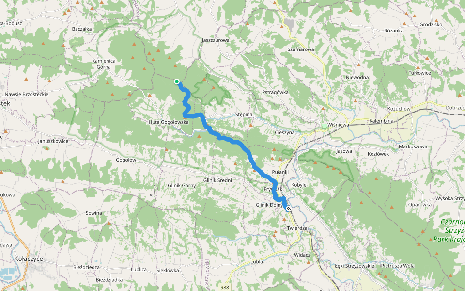 Bardo - Frysztak (pieszy Ropczyce - Frysztak ) walking route map in Brzeziny
