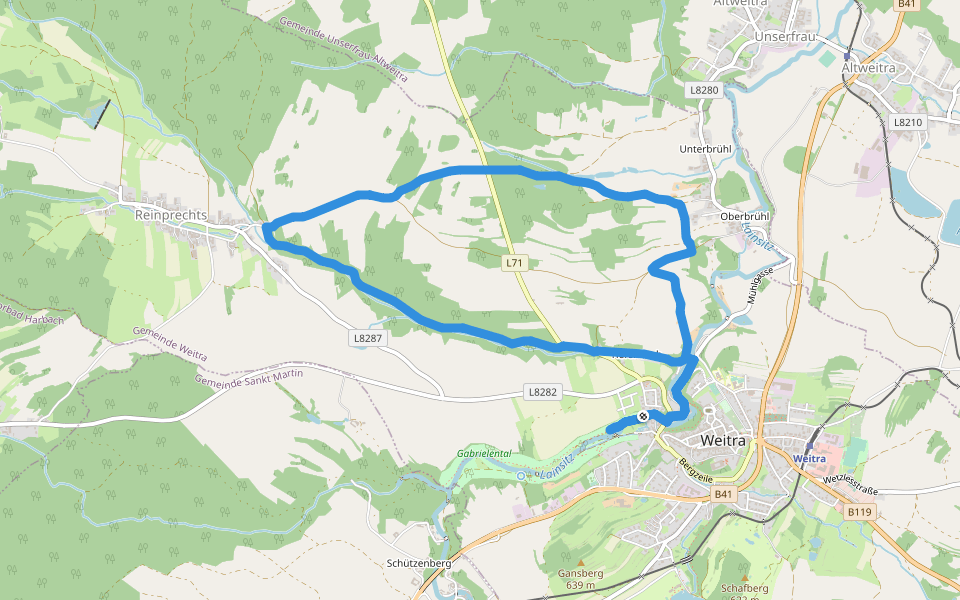 Xundwärts-Route Mühlgraben (1) walking route map in Weitra