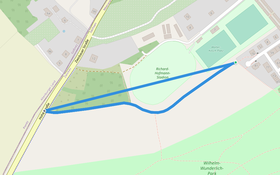 Route Meerathon walking route map in Meerane