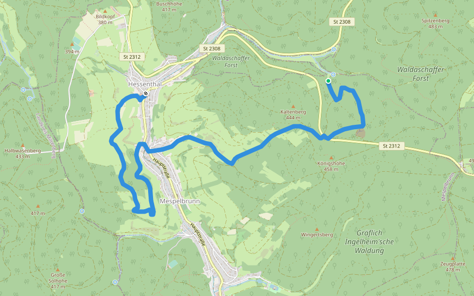 Ortswanderweg Mespelbrunn 2 walking route map in Mespelbrunn