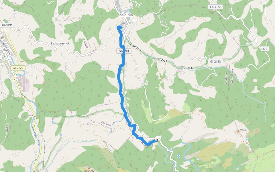 SL-GI 2008 Amundarainerreka ibilbidea walking route map in Zaldibia