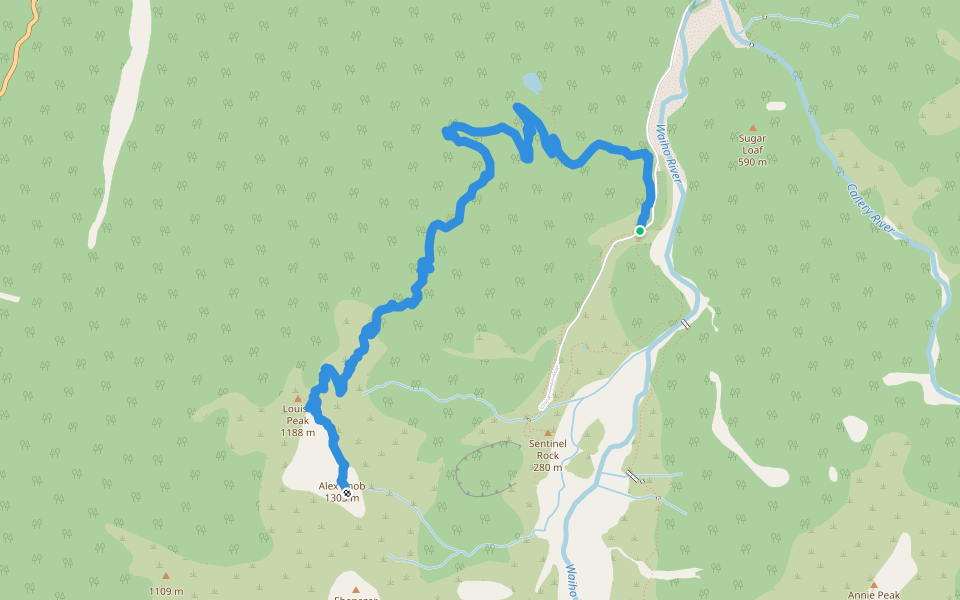Alex Knob walking route map in Franz Josef / Waiau