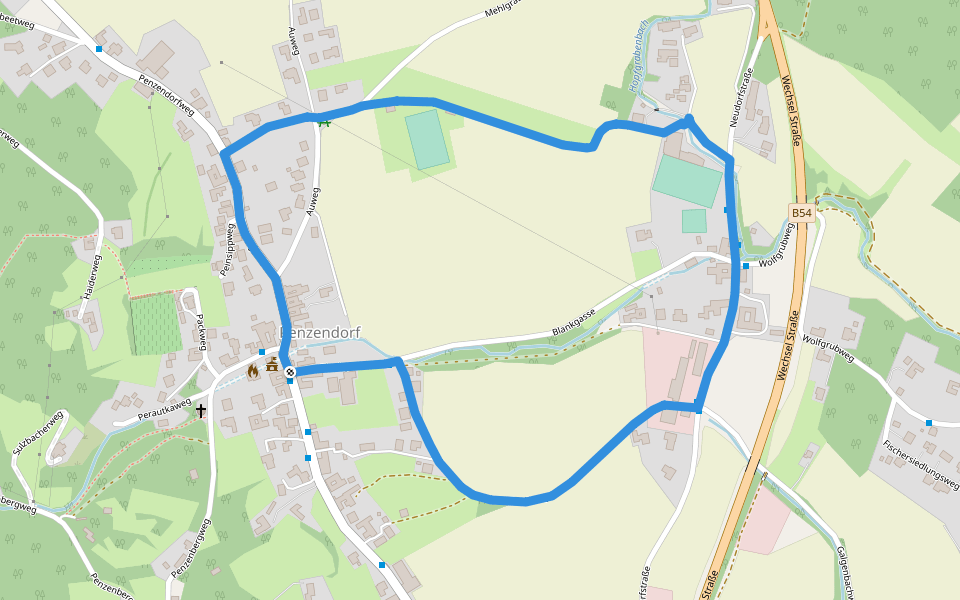 Penzendorfweg 1 walking route map in Penzendorf