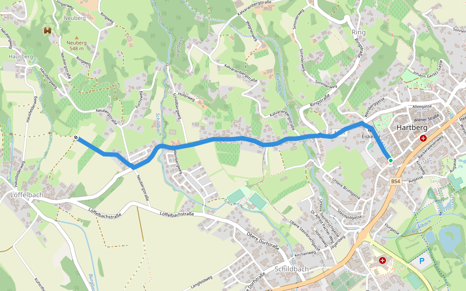 Hartberg Römerausgrabung walking route map in Hartberg