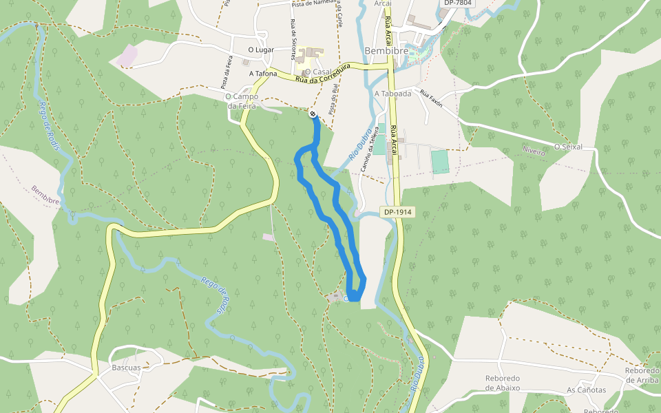Ruta das Carballeiras do Dubra walking route map in Bembibre