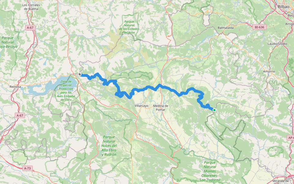 GR 1 Sendero Histórico: Burgos walking route map in Bóveda