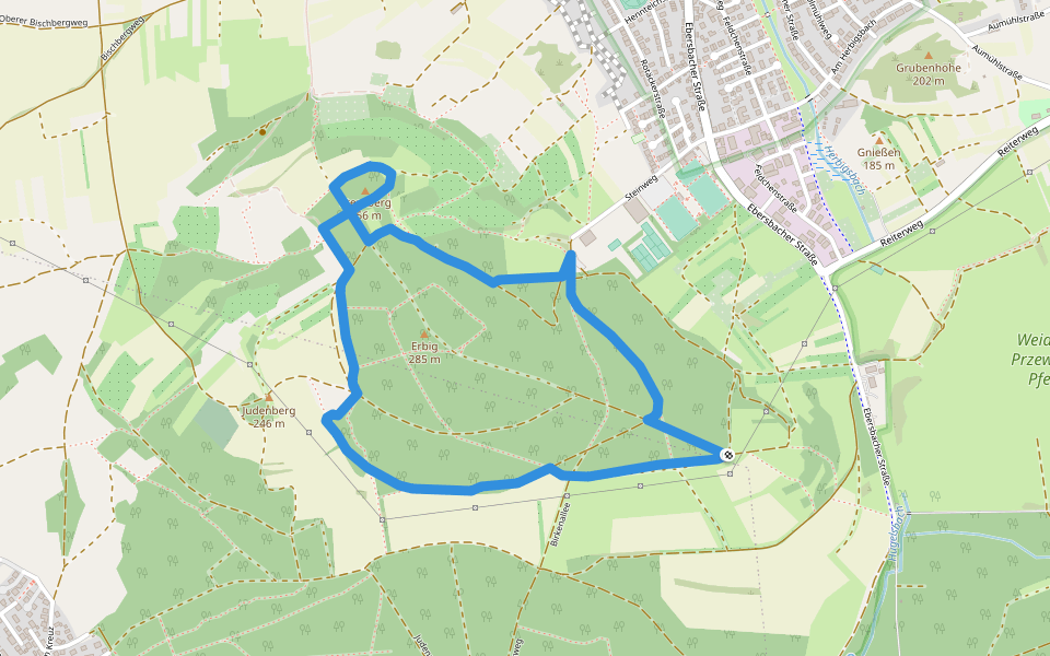Roter Schmetterling, Rundwanderweg Schweinheim Erbig walking route map in Aschaffenburg