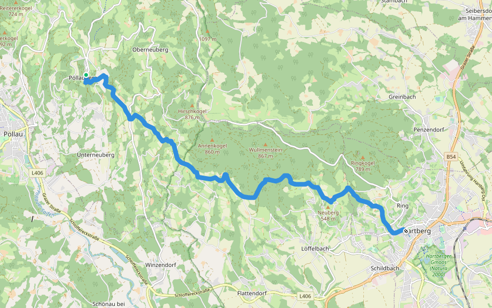 Wanderweg 946 Hartberg Pöllauberg walking route map in Pöllauberg
